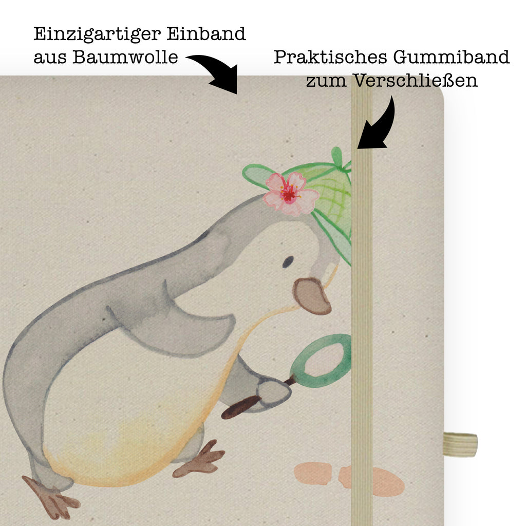 DIN A6 Baumwoll Notizbuch Detektivin mit Herz Notizen, Eintragebuch, Tagebuch, Notizblock, Adressbuch, Journal, Kladde, Skizzenbuch, Notizheft, Schreibbuch, Schreibheft, Beruf, Ausbildung, Jubiläum, Abschied, Rente, Kollege, Kollegin, Geschenk, Schenken, Arbeitskollege, Mitarbeiter, Firma, Danke, Dankeschön, Detektivin, Ermittlerin, Agentin, Privatdetektei, Berufsdetektivin, Wirtschaftsdetektei, Detektivausbildung, Spurensuche