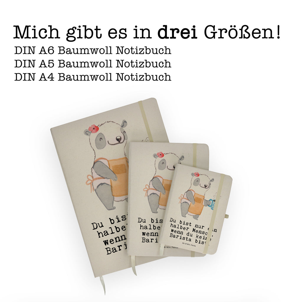 DIN A6 Baumwoll Notizbuch Barista mit Herz Notizen, Eintragebuch, Tagebuch, Notizblock, Adressbuch, Journal, Kladde, Skizzenbuch, Notizheft, Schreibbuch, Schreibheft, Beruf, Ausbildung, Jubiläum, Abschied, Rente, Kollege, Kollegin, Geschenk, Schenken, Arbeitskollege, Mitarbeiter, Firma, Danke, Dankeschön, Barista, Eröffnung Cafe, Kaffee