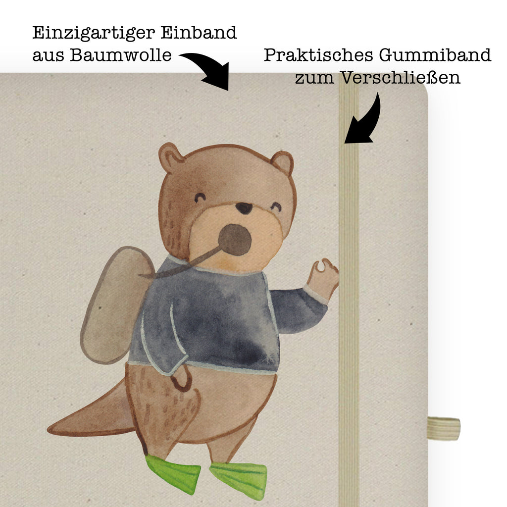 DIN A6 Baumwoll Notizbuch Taucher mit Herz Notizen, Eintragebuch, Tagebuch, Notizblock, Adressbuch, Journal, Kladde, Skizzenbuch, Notizheft, Schreibbuch, Schreibheft, Beruf, Ausbildung, Jubiläum, Abschied, Rente, Kollege, Kollegin, Geschenk, Schenken, Arbeitskollege, Mitarbeiter, Firma, Danke, Dankeschön