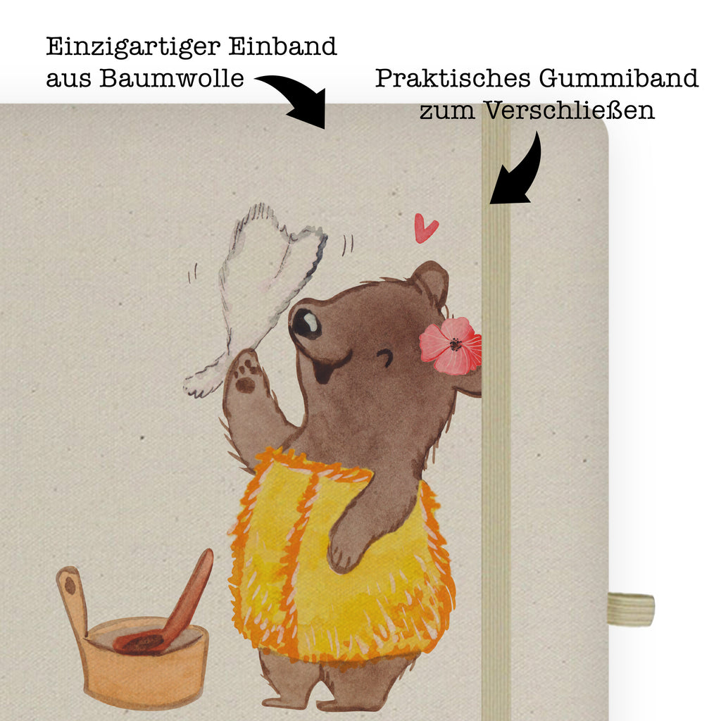 DIN A6 Baumwoll Notizbuch Saunameisterin mit Herz Notizen, Eintragebuch, Tagebuch, Notizblock, Adressbuch, Journal, Kladde, Skizzenbuch, Notizheft, Schreibbuch, Schreibheft, Beruf, Ausbildung, Jubiläum, Abschied, Rente, Kollege, Kollegin, Geschenk, Schenken, Arbeitskollege, Mitarbeiter, Firma, Danke, Dankeschön