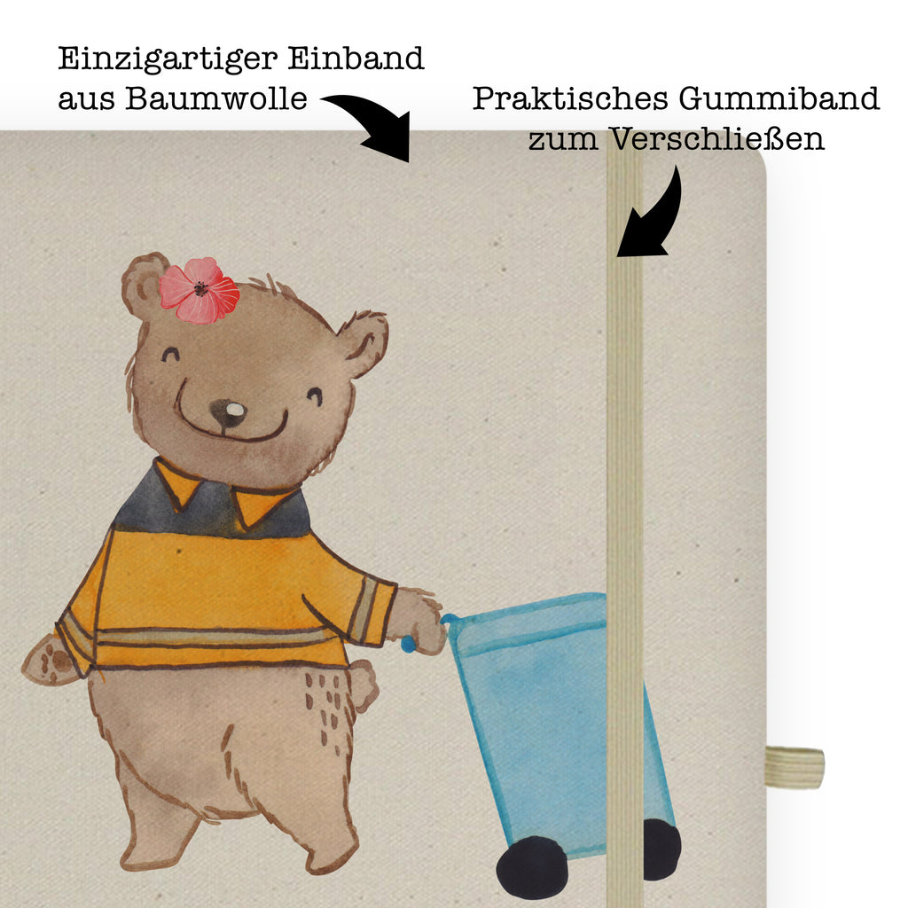 DIN A6 Baumwoll Notizbuch Müllwerkerin mit Herz Notizen, Eintragebuch, Tagebuch, Notizblock, Adressbuch, Journal, Kladde, Skizzenbuch, Notizheft, Schreibbuch, Schreibheft, Beruf, Ausbildung, Jubiläum, Abschied, Rente, Kollege, Kollegin, Geschenk, Schenken, Arbeitskollege, Mitarbeiter, Firma, Danke, Dankeschön, Müllwerkerin, Fachkraft Kreislauf- und Abfallwirtschaft, Müllentsorgerin, Kehrichtfrau, Müllfrau, Müllfahreriin