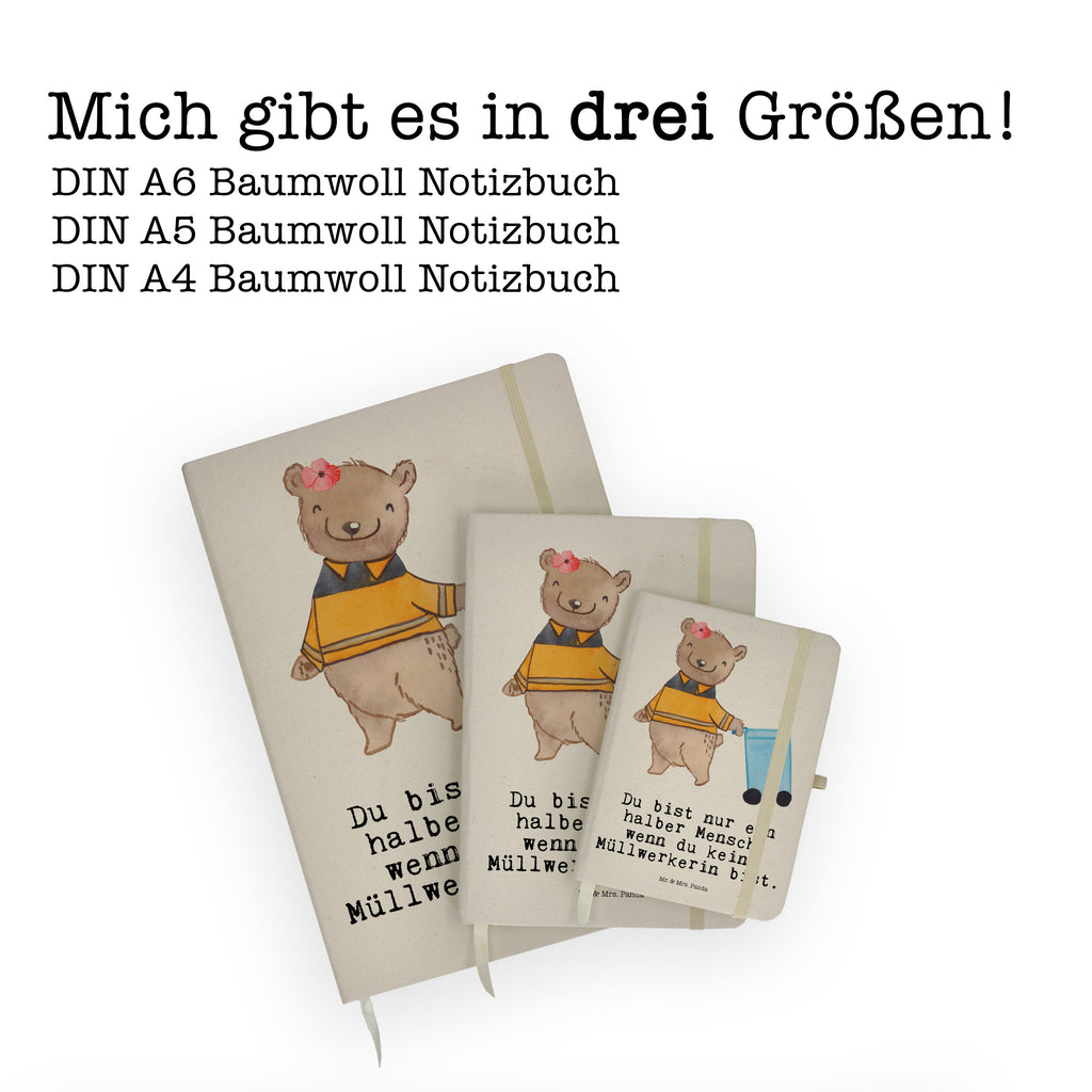 DIN A6 Baumwoll Notizbuch Müllwerkerin mit Herz Notizen, Eintragebuch, Tagebuch, Notizblock, Adressbuch, Journal, Kladde, Skizzenbuch, Notizheft, Schreibbuch, Schreibheft, Beruf, Ausbildung, Jubiläum, Abschied, Rente, Kollege, Kollegin, Geschenk, Schenken, Arbeitskollege, Mitarbeiter, Firma, Danke, Dankeschön, Müllwerkerin, Fachkraft Kreislauf- und Abfallwirtschaft, Müllentsorgerin, Kehrichtfrau, Müllfrau, Müllfahreriin