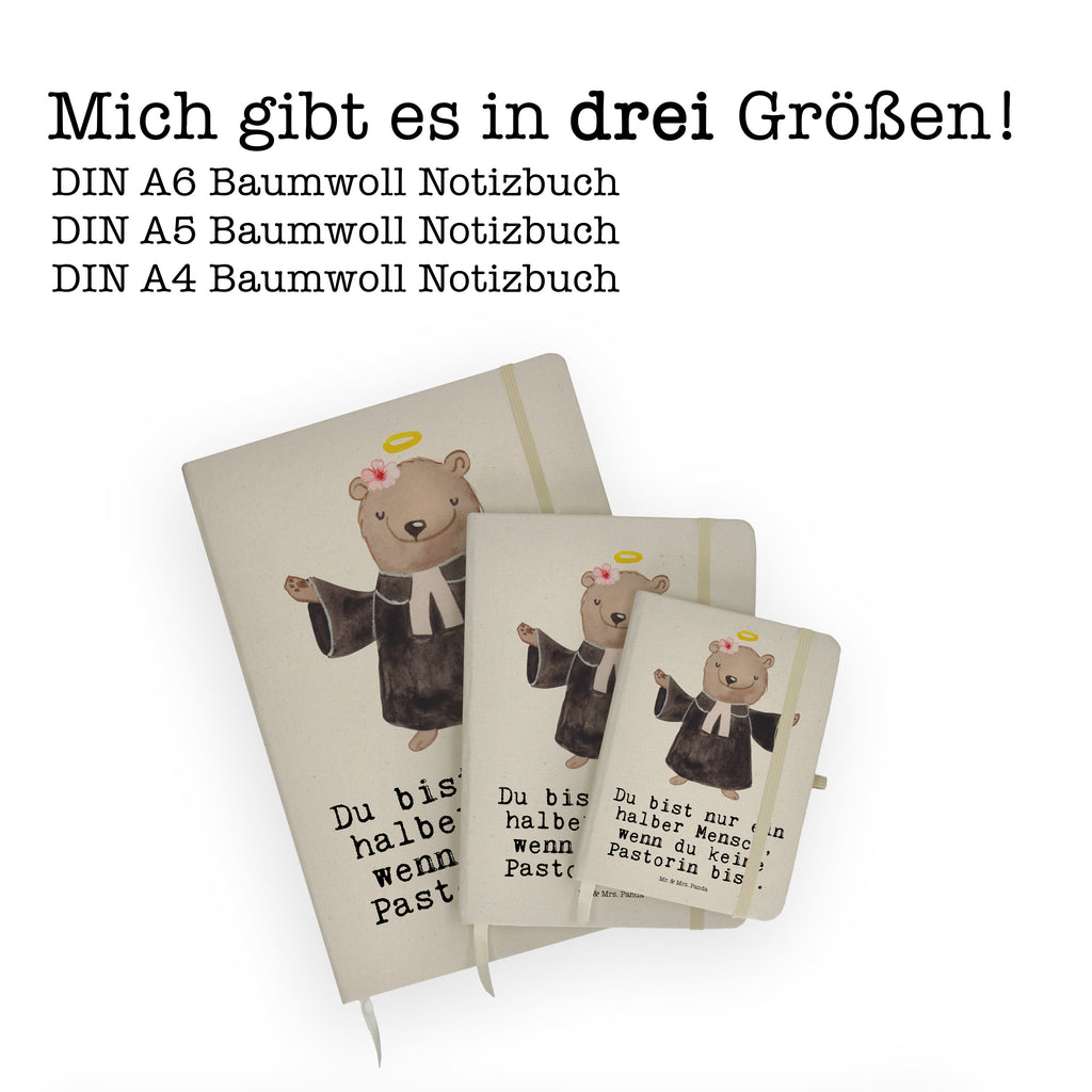 DIN A6 Baumwoll Notizbuch Pastorin mit Herz Notizen, Eintragebuch, Tagebuch, Notizblock, Adressbuch, Journal, Kladde, Skizzenbuch, Notizheft, Schreibbuch, Schreibheft, Beruf, Ausbildung, Jubiläum, Abschied, Rente, Kollege, Kollegin, Geschenk, Schenken, Arbeitskollege, Mitarbeiter, Firma, Danke, Dankeschön, Pastorin, Dienerin Gottes<br />Geistliche, Pfarrerin, Predigerin<br />Priesterin, Theologin, Kirche
