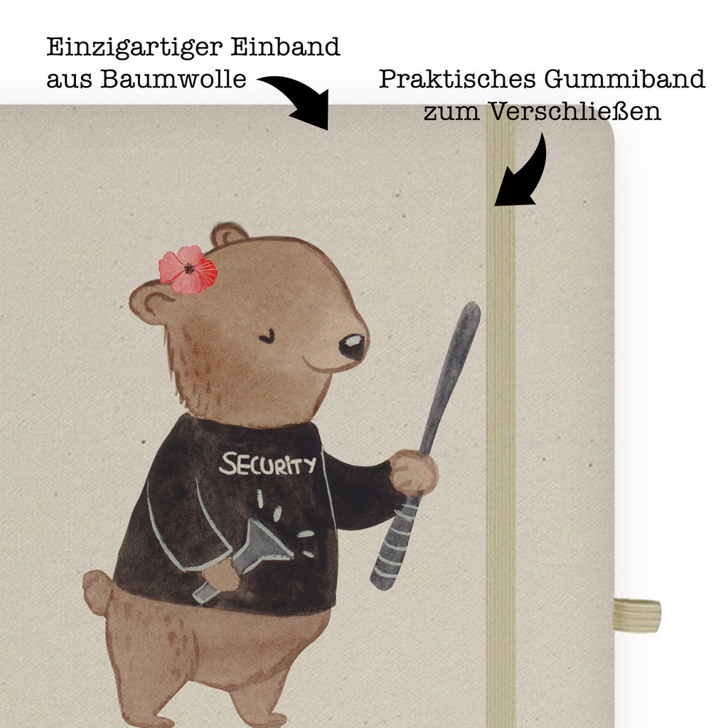 DIN A5 Baumwoll Notizbuch Security Mitarbeiterin mit Herz Notizen, Eintragebuch, Tagebuch, Notizblock, Adressbuch, Journal, Kladde, Skizzenbuch, Notizheft, Schreibbuch, Schreibheft, Beruf, Ausbildung, Jubiläum, Abschied, Rente, Kollege, Kollegin, Geschenk, Schenken, Arbeitskollege, Mitarbeiter, Firma, Danke, Dankeschön