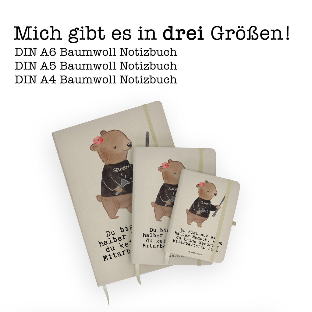 DIN A5 Baumwoll Notizbuch Security Mitarbeiterin mit Herz Notizen, Eintragebuch, Tagebuch, Notizblock, Adressbuch, Journal, Kladde, Skizzenbuch, Notizheft, Schreibbuch, Schreibheft, Beruf, Ausbildung, Jubiläum, Abschied, Rente, Kollege, Kollegin, Geschenk, Schenken, Arbeitskollege, Mitarbeiter, Firma, Danke, Dankeschön