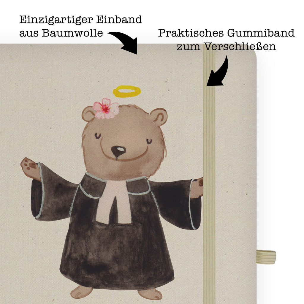 DIN A6 Baumwoll Notizbuch Pfarrerin mit Herz Notizen, Eintragebuch, Tagebuch, Notizblock, Adressbuch, Journal, Kladde, Skizzenbuch, Notizheft, Schreibbuch, Schreibheft, Beruf, Ausbildung, Jubiläum, Abschied, Rente, Kollege, Kollegin, Geschenk, Schenken, Arbeitskollege, Mitarbeiter, Firma, Danke, Dankeschön, Pastorin, Dienerin Gottes<br />Geistliche, Pfarrerin, Predigerin<br />Priesterin, Theologin, Kirche