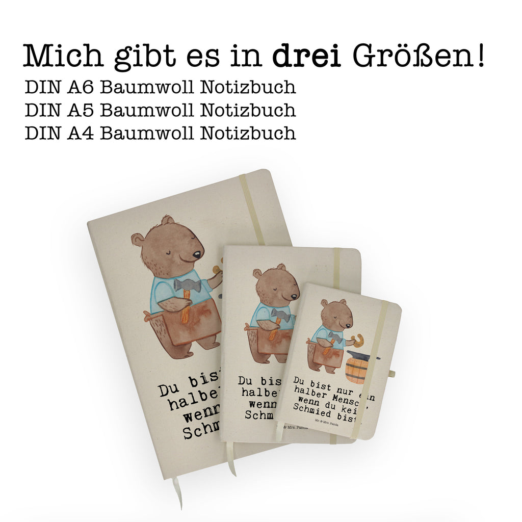 DIN A6 Baumwoll Notizbuch Schmied mit Herz Notizen, Eintragebuch, Tagebuch, Notizblock, Adressbuch, Journal, Kladde, Skizzenbuch, Notizheft, Schreibbuch, Schreibheft, Beruf, Ausbildung, Jubiläum, Abschied, Rente, Kollege, Kollegin, Geschenk, Schenken, Arbeitskollege, Mitarbeiter, Firma, Danke, Dankeschön