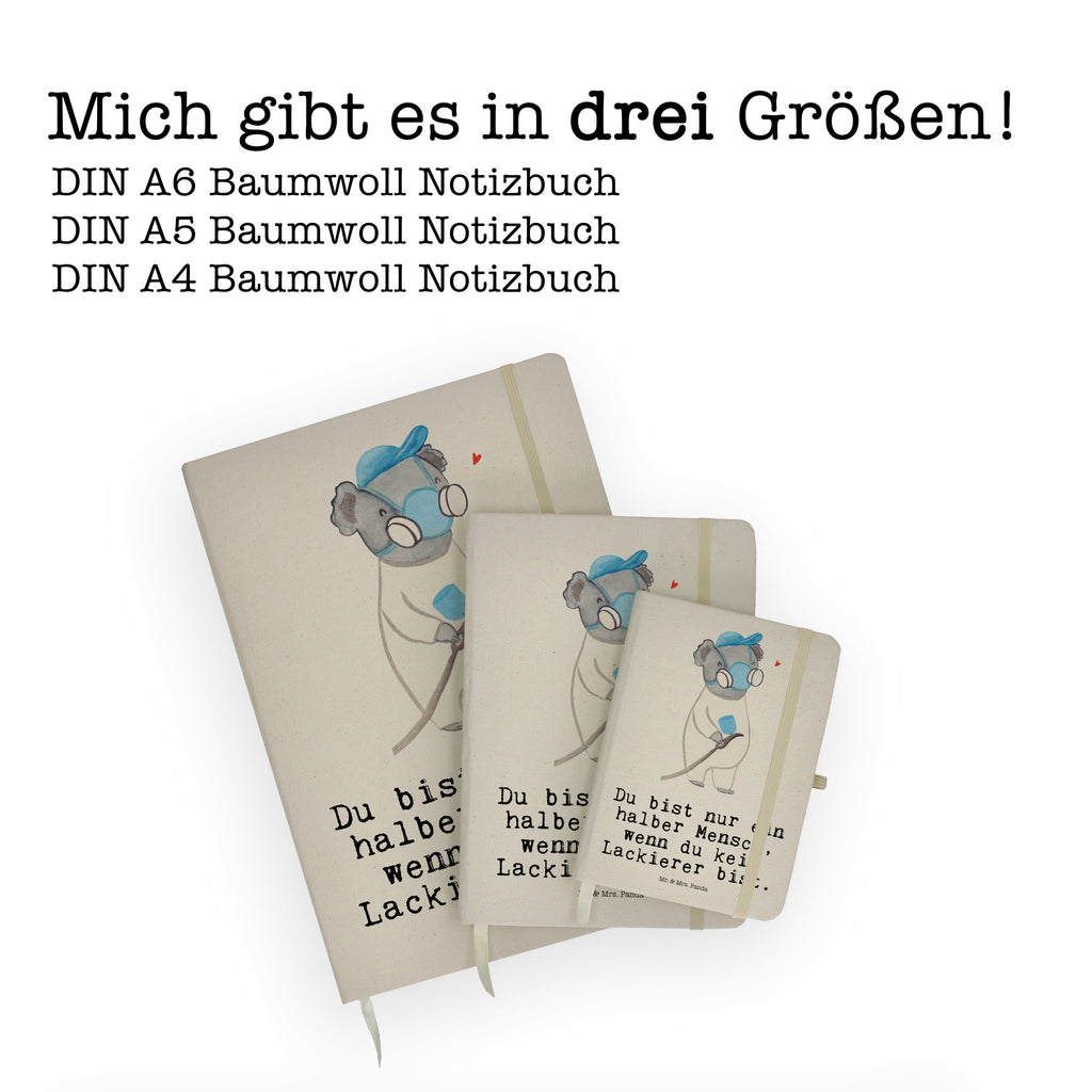 DIN A6 Baumwoll Notizbuch Lackierer mit Herz Notizen, Eintragebuch, Tagebuch, Notizblock, Adressbuch, Journal, Kladde, Skizzenbuch, Notizheft, Schreibbuch, Schreibheft, Beruf, Ausbildung, Jubiläum, Abschied, Rente, Kollege, Kollegin, Geschenk, Schenken, Arbeitskollege, Mitarbeiter, Firma, Danke, Dankeschön, Lackierer, Lackierermeister, Werkstatt Lackierer, Gesellenprüfung