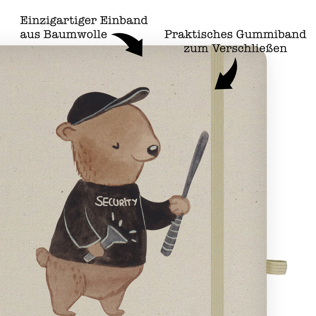 DIN A5 Baumwoll Notizbuch Security Mitarbeiter mit Herz Notizen, Eintragebuch, Tagebuch, Notizblock, Adressbuch, Journal, Kladde, Skizzenbuch, Notizheft, Schreibbuch, Schreibheft, Beruf, Ausbildung, Jubiläum, Abschied, Rente, Kollege, Kollegin, Geschenk, Schenken, Arbeitskollege, Mitarbeiter, Firma, Danke, Dankeschön