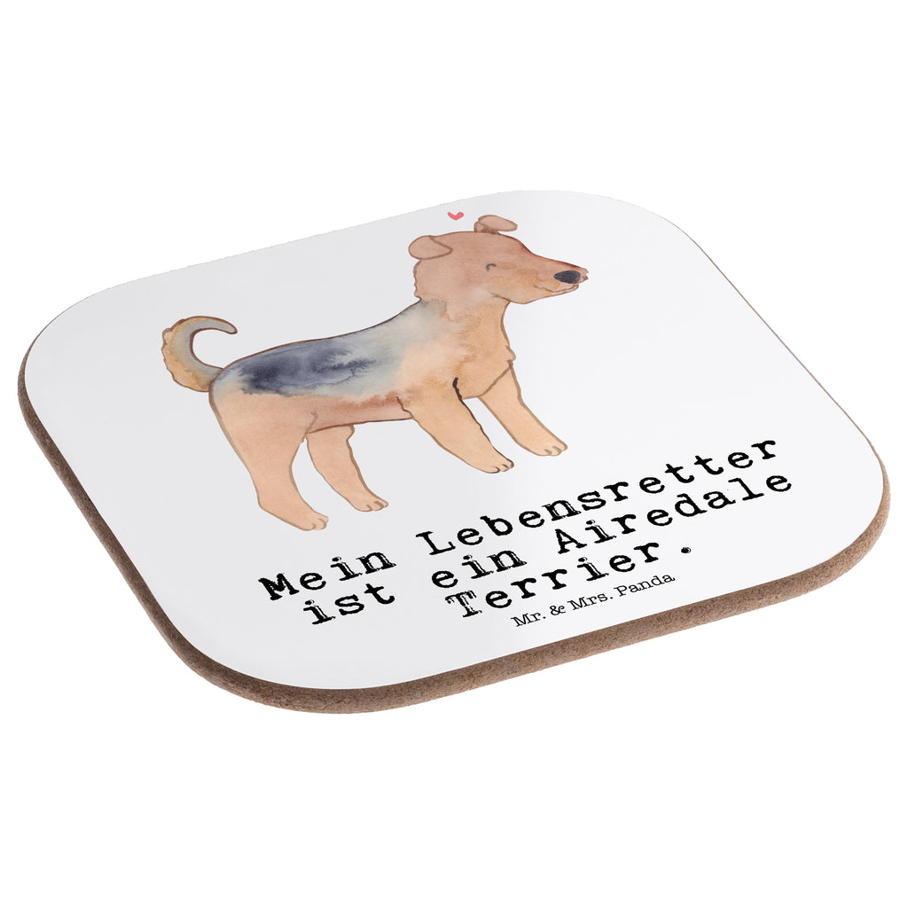 Quadratische Untersetzer Airedale Terrier Lebensretter Bierdeckel, Glasuntersetzer, Untersetzer Gläser, Getränkeuntersetzer, Hund, Hunderasse, Rassehund, Hundebesitzer, Geschenk, Tierfreund, Schenken, Welpe