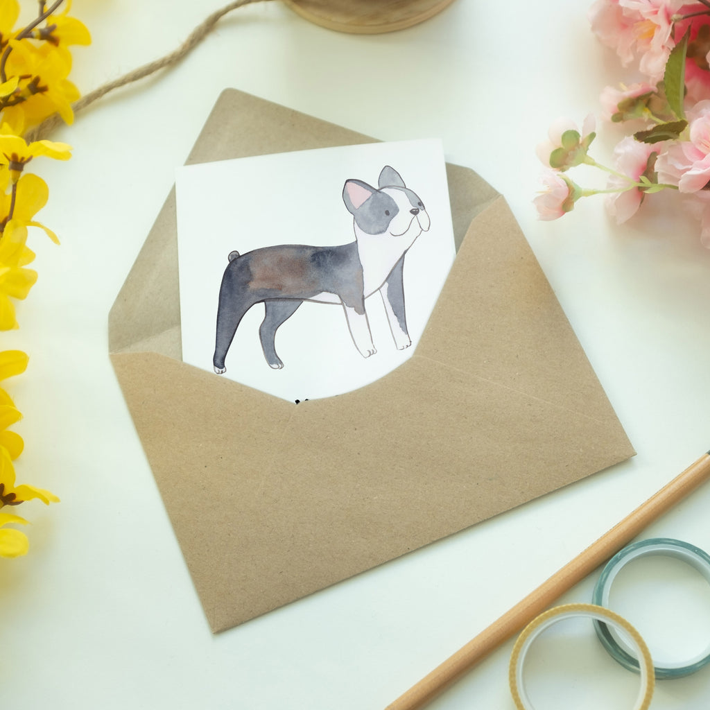 Grußkarte Boston Terrier Lebensretter Klappkarte, Einladungskarte, Glückwunschkarte, Hochzeitskarte, Geburtstagskarte, Karte, Hund, Hunderasse, Rassehund, Hundebesitzer, Geschenk, Tierfreund, Schenken, Welpe, Boston Terrier