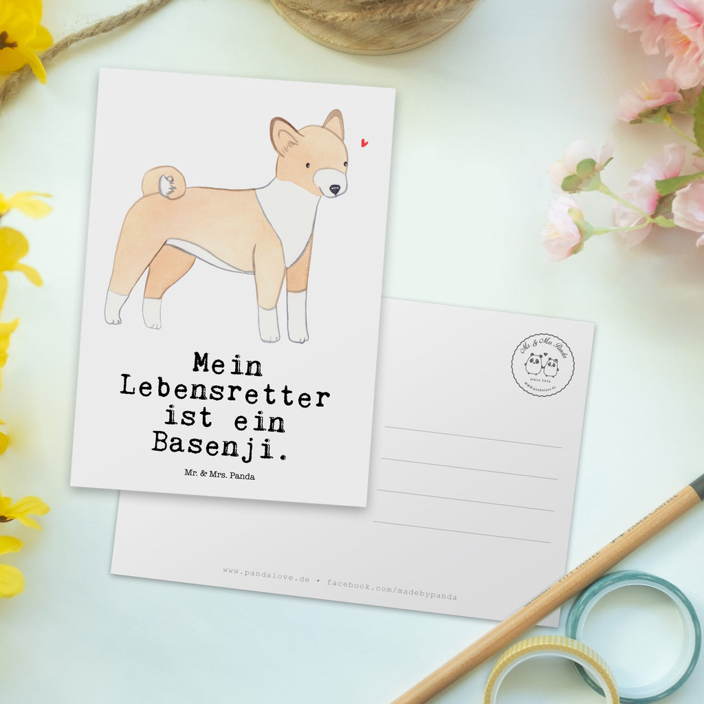 Postkarte Basenji Lebensretter Geschenkkarte, Grußkarte, Karte, Einladung, Ansichtskarte, Geburtstagskarte, Einladungskarte, Dankeskarte, Hund, Hunderasse, Rassehund, Hundebesitzer, Geschenk, Tierfreund, Schenken, Welpe, Kongo-Terrier, Basenji