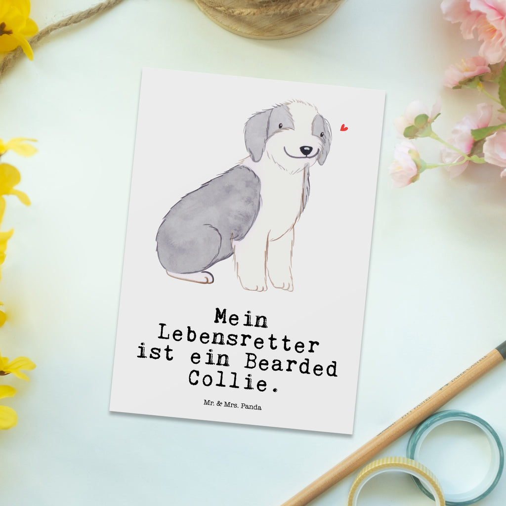 Postkarte Bearded Collie Lebensretter Geschenkkarte, Grußkarte, Karte, Einladung, Ansichtskarte, Geburtstagskarte, Einladungskarte, Dankeskarte, Hund, Hunderasse, Rassehund, Hundebesitzer, Geschenk, Tierfreund, Schenken, Welpe, Bearded Collie, britischer Hütehund