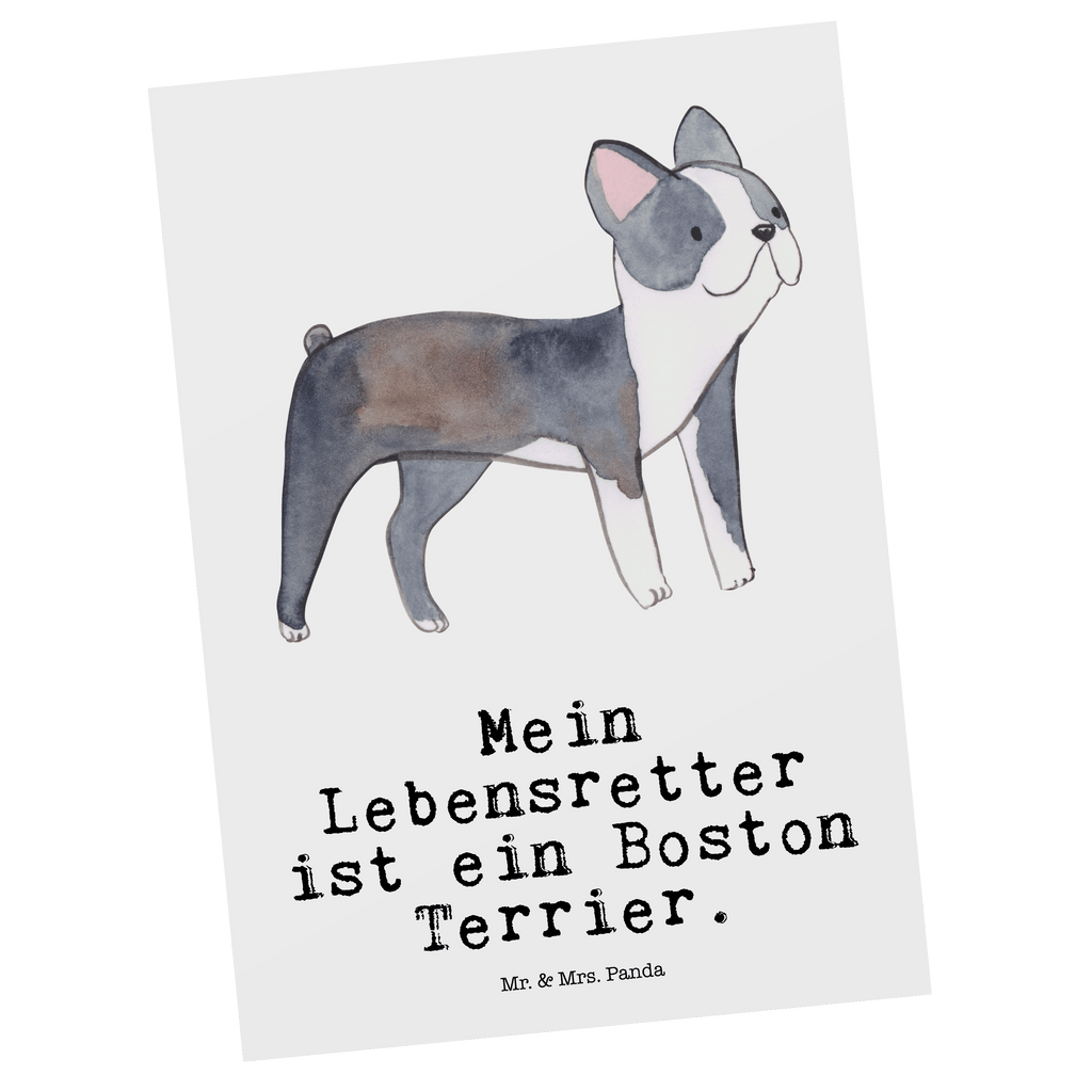 Postkarte Boston Terrier Lebensretter Geschenkkarte, Grußkarte, Karte, Einladung, Ansichtskarte, Geburtstagskarte, Einladungskarte, Dankeskarte, Hund, Hunderasse, Rassehund, Hundebesitzer, Geschenk, Tierfreund, Schenken, Welpe, Boston Terrier