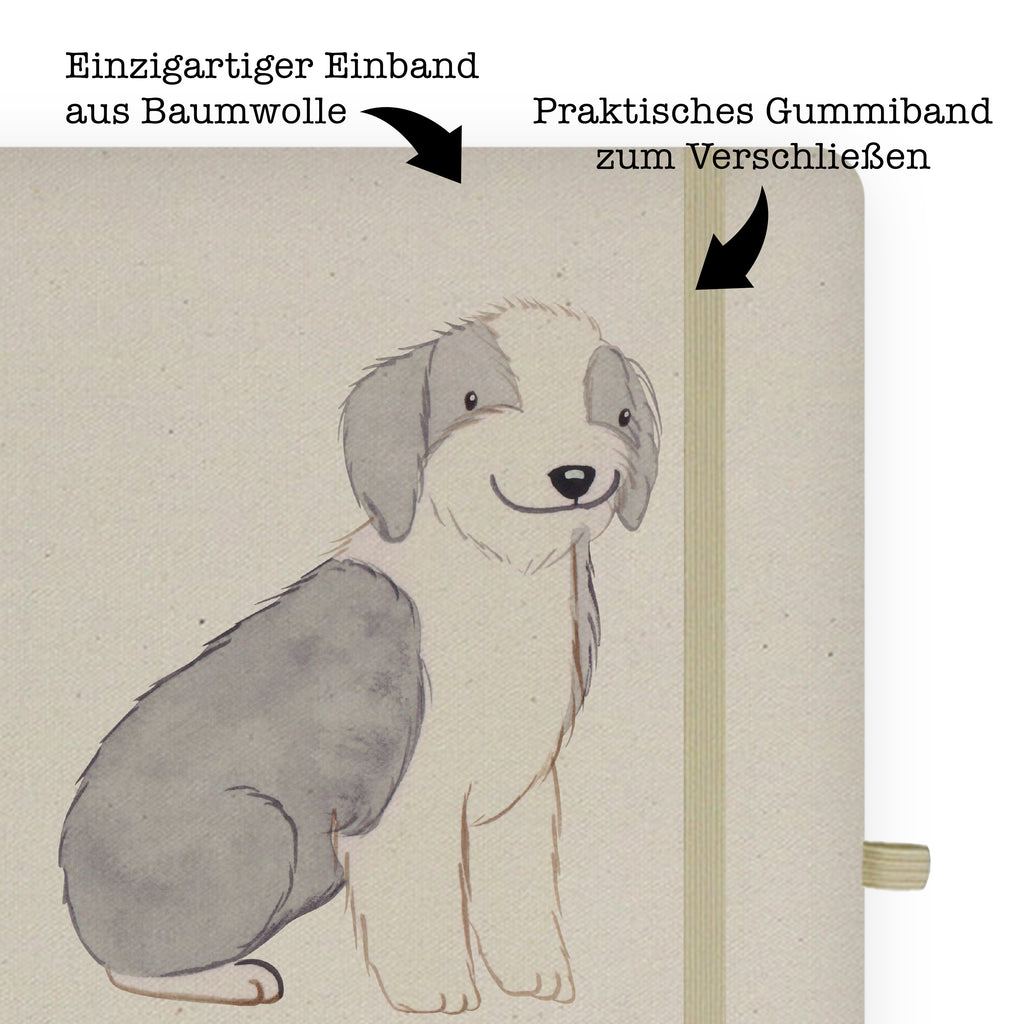 DIN A6 Baumwoll Notizbuch Bearded Collie Moment Notizen, Eintragebuch, Tagebuch, Notizblock, Adressbuch, Journal, Kladde, Skizzenbuch, Notizheft, Schreibbuch, Schreibheft, Hund, Hunderasse, Rassehund, Hundebesitzer, Geschenk, Tierfreund, Schenken, Welpe, Bearded Collie, britischer Hütehund