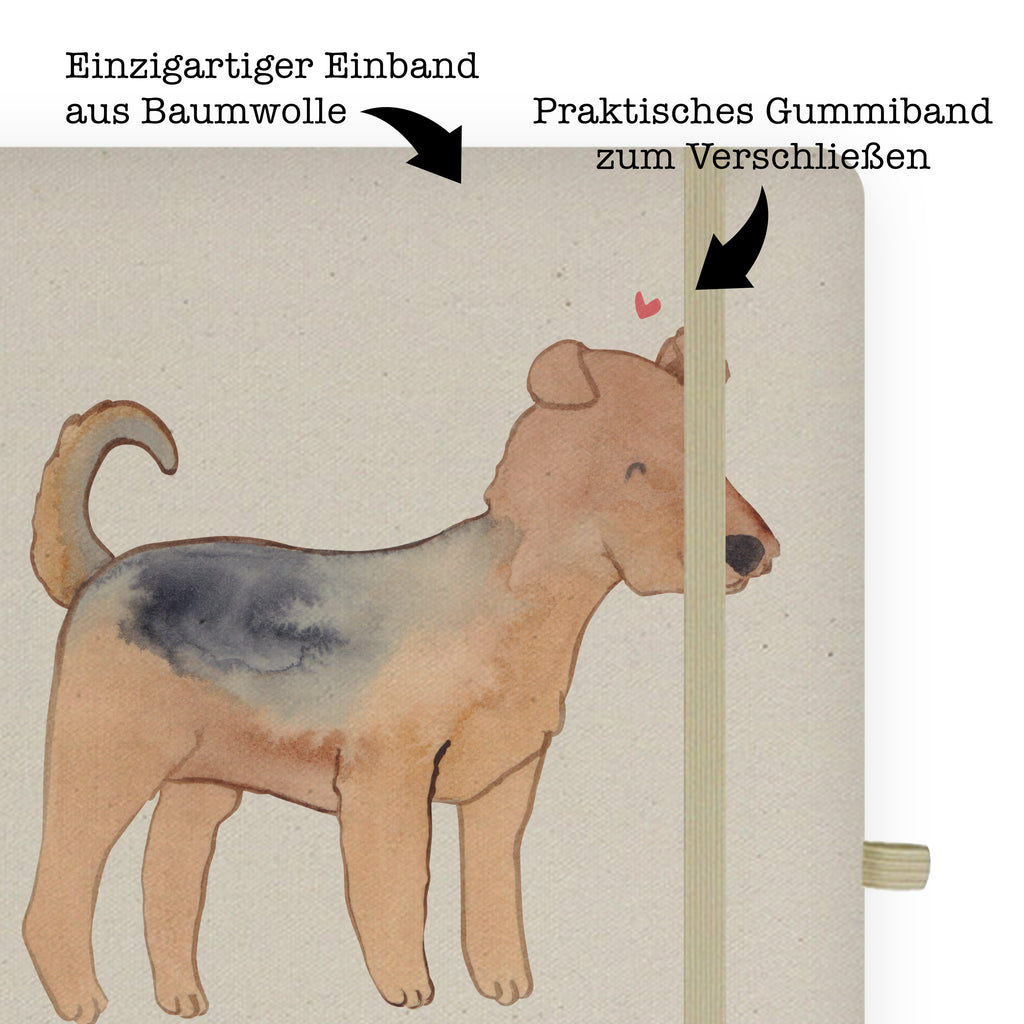 DIN A6 Baumwoll Notizbuch Airedale Terrier Moment Notizen, Eintragebuch, Tagebuch, Notizblock, Adressbuch, Journal, Kladde, Skizzenbuch, Notizheft, Schreibbuch, Schreibheft, Hund, Hunderasse, Rassehund, Hundebesitzer, Geschenk, Tierfreund, Schenken, Welpe, Airedale Terrier