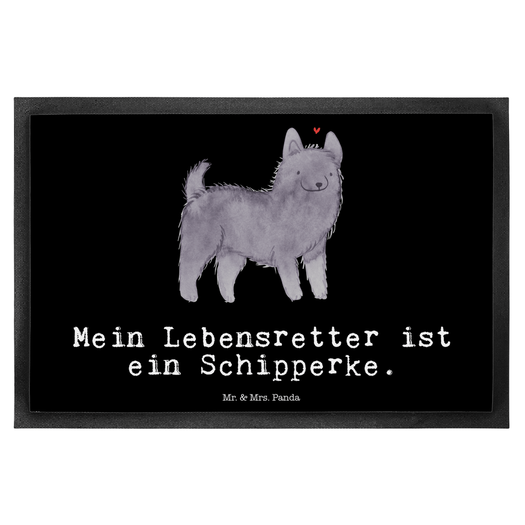 Fußmatte Schipperke Lebensretter Türvorleger, Schmutzmatte, Fußabtreter, Matte, Schmutzfänger, Fußabstreifer, Schmutzfangmatte, Türmatte, Motivfußmatte, Haustürmatte, Vorleger, Hund, Hunderasse, Rassehund, Hundebesitzer, Geschenk, Tierfreund, Schenken, Welpe, Schipperke, belgische Hunderasse