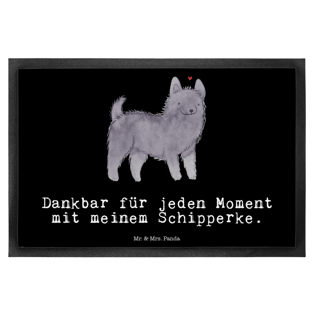 Fußmatte Schipperke Moment Türvorleger, Schmutzmatte, Fußabtreter, Matte, Schmutzfänger, Fußabstreifer, Schmutzfangmatte, Türmatte, Motivfußmatte, Haustürmatte, Vorleger, Hund, Hunderasse, Rassehund, Hundebesitzer, Geschenk, Tierfreund, Schenken, Welpe, Schipperke, belgische Hunderasse