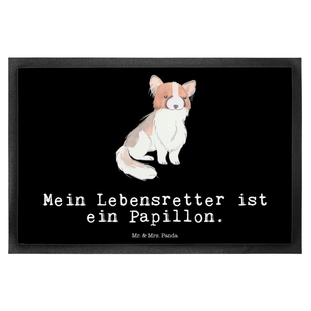 Fußmatte Papillon Lebensretter Türvorleger, Schmutzmatte, Fußabtreter, Matte, Schmutzfänger, Fußabstreifer, Schmutzfangmatte, Türmatte, Motivfußmatte, Haustürmatte, Vorleger, Hund, Hunderasse, Rassehund, Hundebesitzer, Geschenk, Tierfreund, Schenken, Welpe, Kontinentaler Zwergspaniel, Papillon