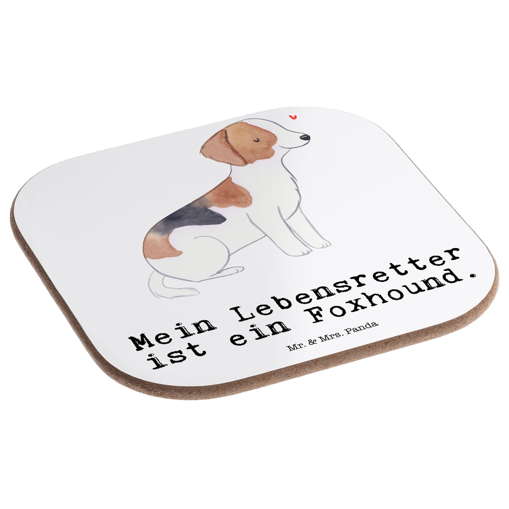 Quadratische Untersetzer Foxhound Lebensretter Bierdeckel, Glasuntersetzer, Untersetzer Gläser, Getränkeuntersetzer, Hund, Hunderasse, Rassehund, Hundebesitzer, Geschenk, Tierfreund, Schenken, Welpe, Foxhound, Jagdhund, Laufhund
