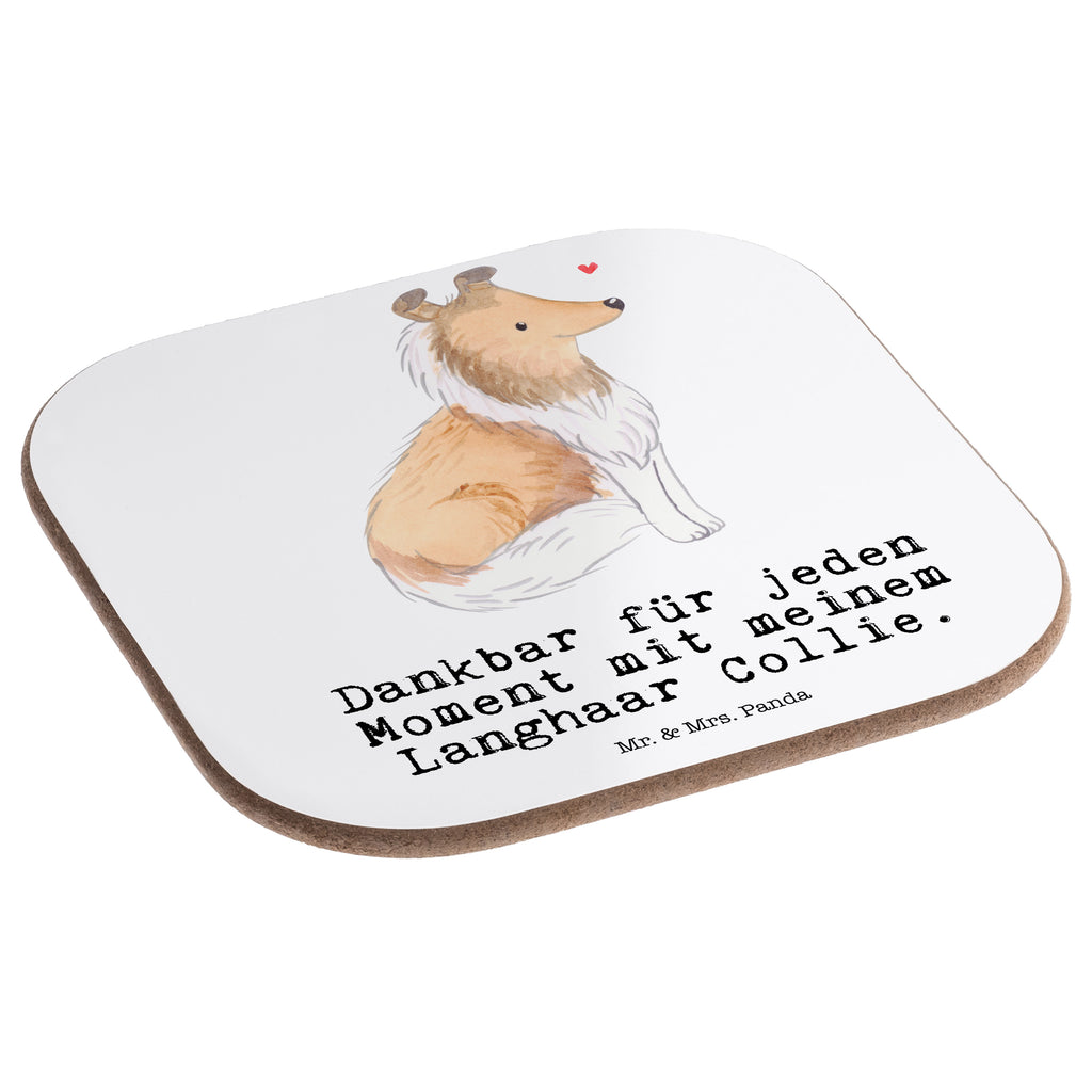 Quadratische Untersetzer Langhaar Collie Moment Bierdeckel, Glasuntersetzer, Untersetzer Gläser, Getränkeuntersetzer, Hund, Hunderasse, Rassehund, Hundebesitzer, Geschenk, Tierfreund, Schenken, Welpe, Langhaar Collie, britischer Hütehund
