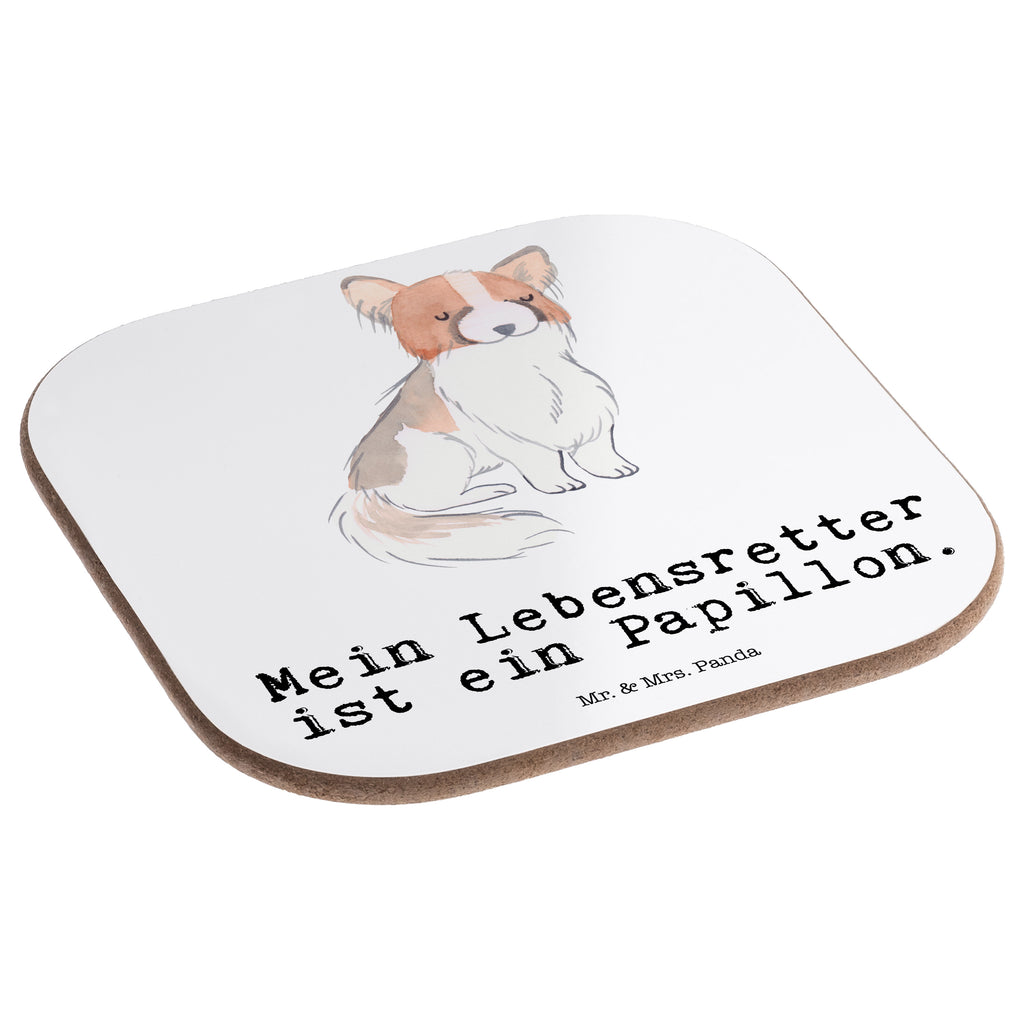 Quadratische Untersetzer Papillon Lebensretter Bierdeckel, Glasuntersetzer, Untersetzer Gläser, Getränkeuntersetzer, Hund, Hunderasse, Rassehund, Hundebesitzer, Geschenk, Tierfreund, Schenken, Welpe, Kontinentaler Zwergspaniel, Papillon