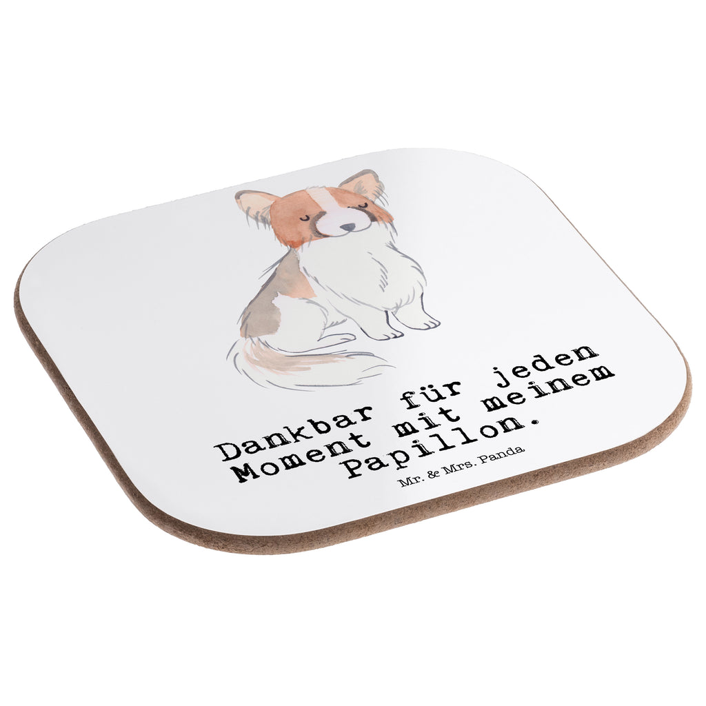 Quadratische Untersetzer Papillon Moment Bierdeckel, Glasuntersetzer, Untersetzer Gläser, Getränkeuntersetzer, Hund, Hunderasse, Rassehund, Hundebesitzer, Geschenk, Tierfreund, Schenken, Welpe, Kontinentaler Zwergspaniel, Papillon