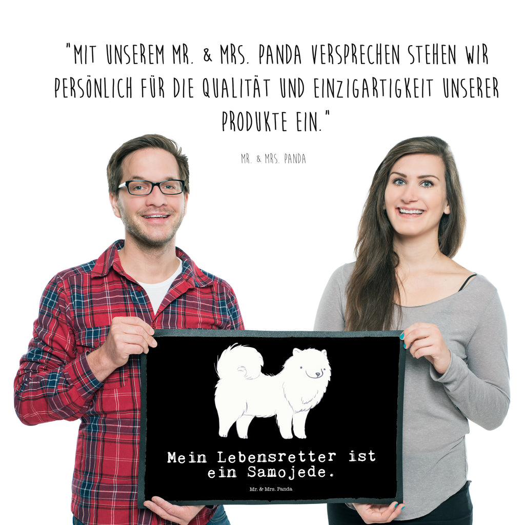 Fußmatte Samojede Lebensretter Samojede, Samojedenhund, Samojedenspitz Türvorleger, Schmutzmatte, Fußabtreter, Matte, Schmutzfänger, Fußabstreifer, Schmutzfangmatte, Türmatte, Motivfußmatte,  Haustürmatte, Vorleger  Hund, Hunderasse, Rassehund, Hundebesitzer, Geschenk, Tierfreund, Schenken, Welpe
