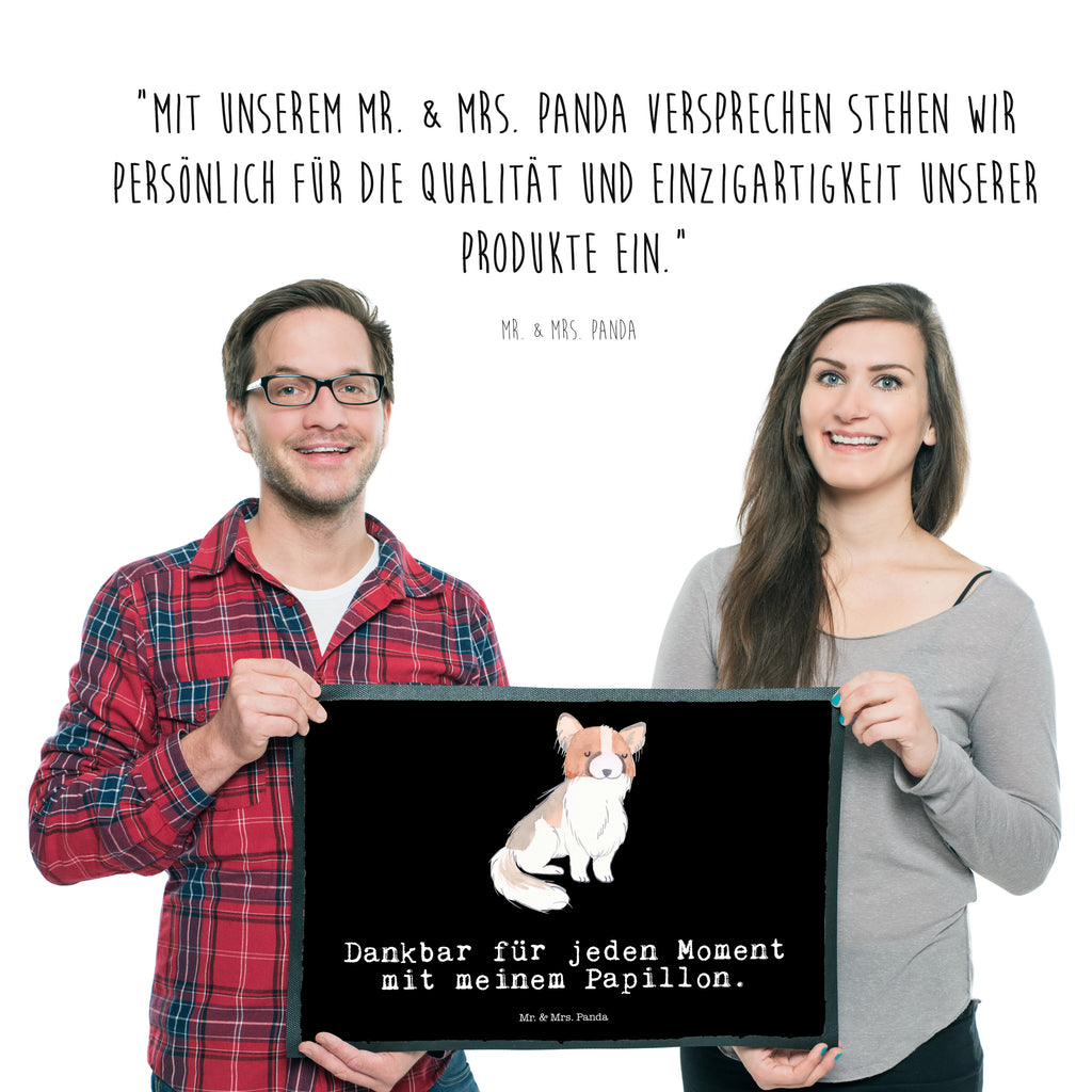 Fußmatte Papillon Moment Kontinentaler Zwergspaniel, Papillon Türvorleger, Schmutzmatte, Fußabtreter, Matte, Schmutzfänger, Fußabstreifer, Schmutzfangmatte, Türmatte, Motivfußmatte,  Haustürmatte, Vorleger  Hund, Hunderasse, Rassehund, Hundebesitzer, Geschenk, Tierfreund, Schenken, Welpe