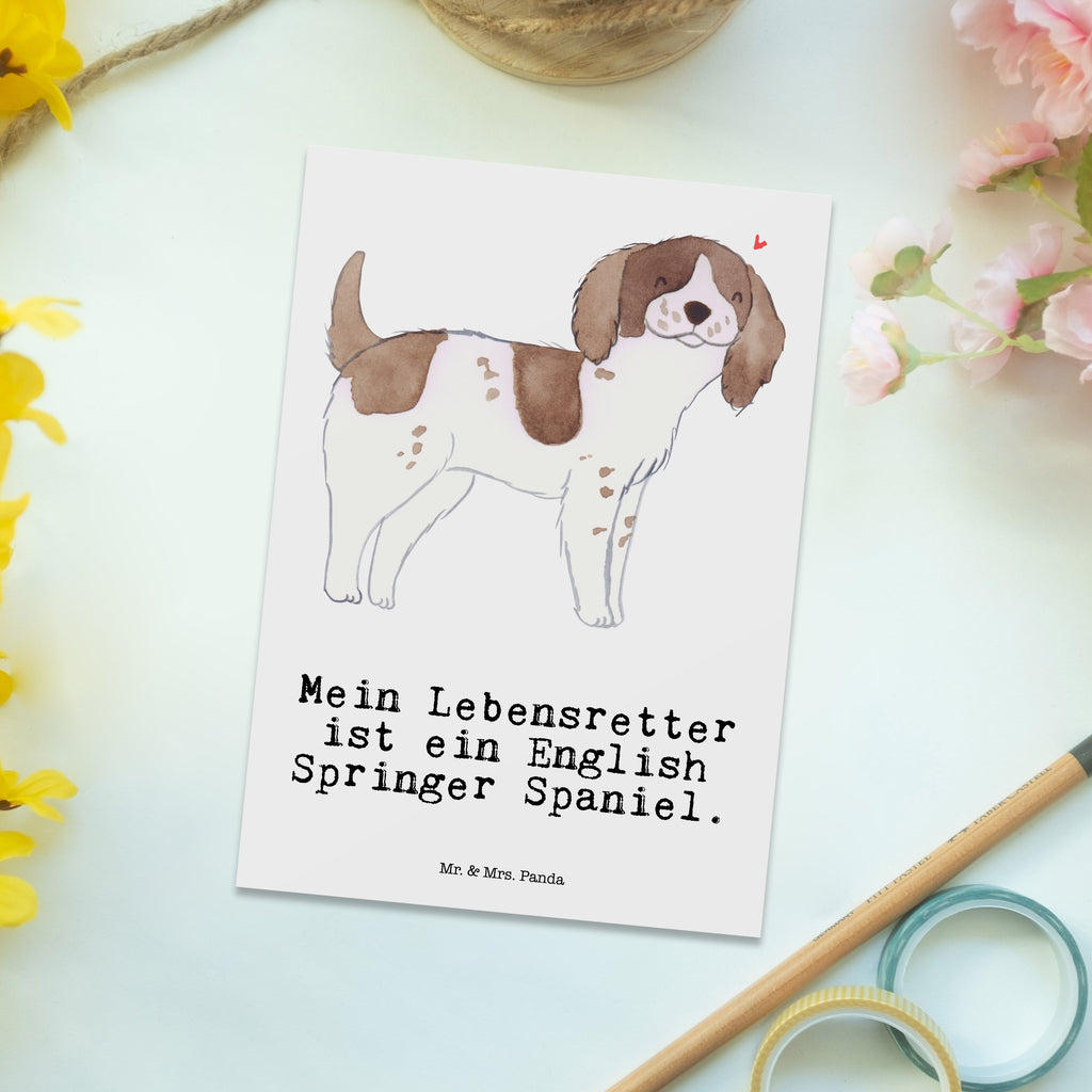 Postkarte English Springer Spaniel Lebensretter Geschenkkarte, Grußkarte, Karte, Einladung, Ansichtskarte, Geburtstagskarte, Einladungskarte, Dankeskarte, Hund, Hunderasse, Rassehund, Hundebesitzer, Geschenk, Tierfreund, Schenken, Welpe, English Springer Spaniel