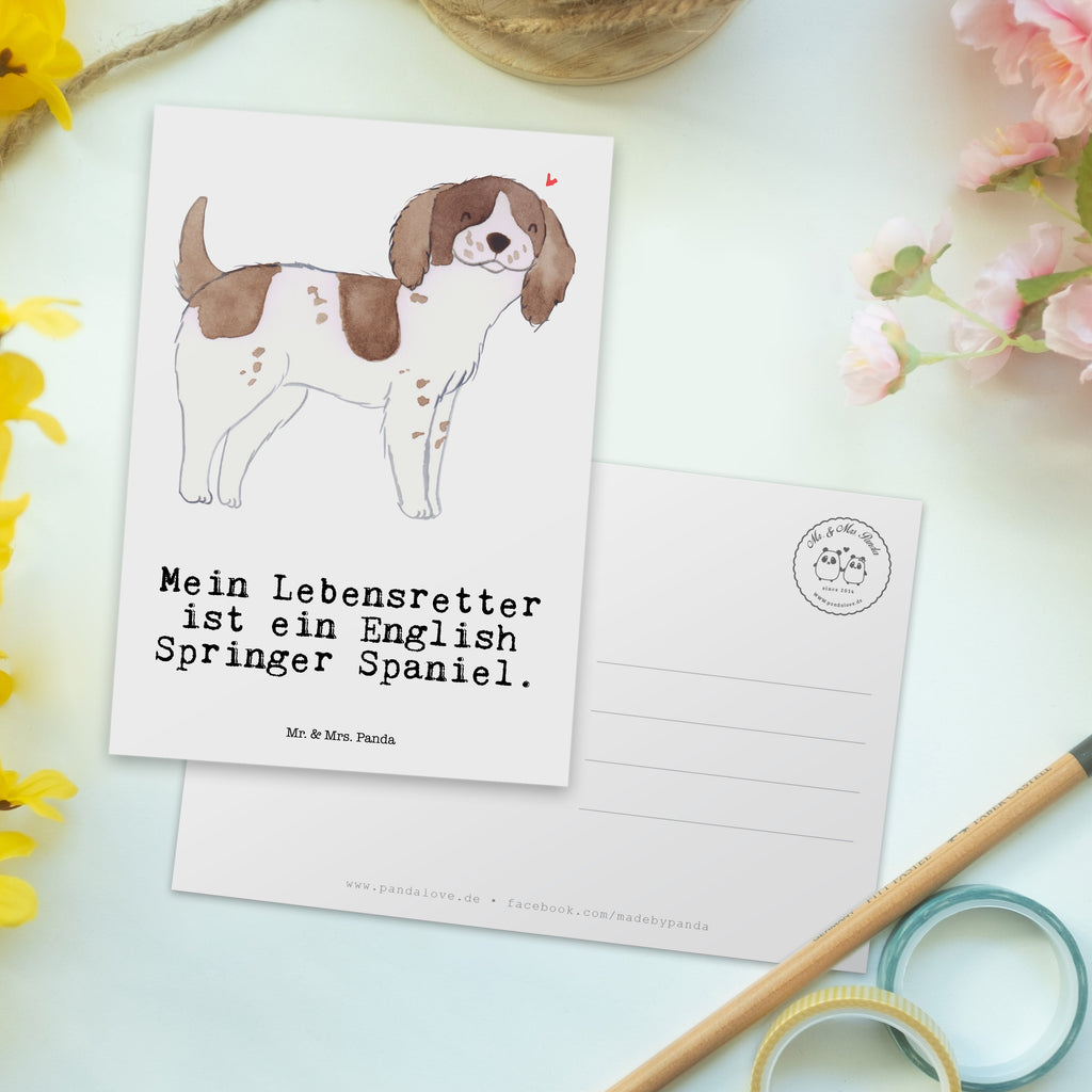 Postkarte English Springer Spaniel Lebensretter Geschenkkarte, Grußkarte, Karte, Einladung, Ansichtskarte, Geburtstagskarte, Einladungskarte, Dankeskarte, Hund, Hunderasse, Rassehund, Hundebesitzer, Geschenk, Tierfreund, Schenken, Welpe, English Springer Spaniel