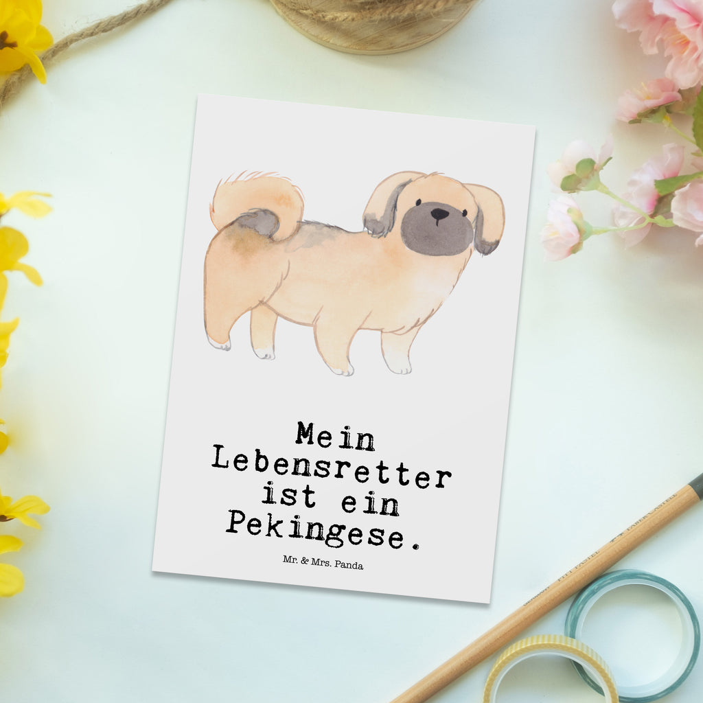 Postkarte Pekingese Lebensretter Geschenkkarte, Grußkarte, Karte, Einladung, Ansichtskarte, Geburtstagskarte, Einladungskarte, Dankeskarte, Hund, Hunderasse, Rassehund, Hundebesitzer, Geschenk, Tierfreund, Schenken, Welpe, Pekingese, Pekinese, Peking-Palasthund
