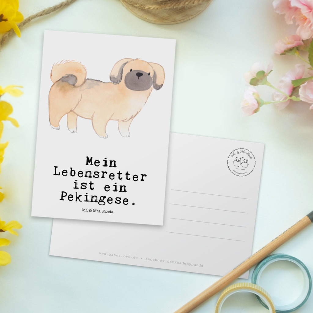 Postkarte Pekingese Lebensretter Geschenkkarte, Grußkarte, Karte, Einladung, Ansichtskarte, Geburtstagskarte, Einladungskarte, Dankeskarte, Hund, Hunderasse, Rassehund, Hundebesitzer, Geschenk, Tierfreund, Schenken, Welpe, Pekingese, Pekinese, Peking-Palasthund