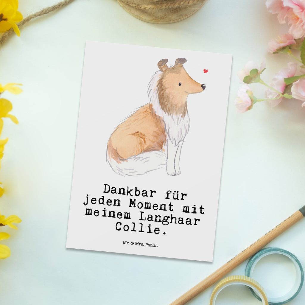 Postkarte Langhaar Collie Moment Geschenkkarte, Grußkarte, Karte, Einladung, Ansichtskarte, Geburtstagskarte, Einladungskarte, Dankeskarte, Hund, Hunderasse, Rassehund, Hundebesitzer, Geschenk, Tierfreund, Schenken, Welpe, Langhaar Collie, britischer Hütehund
