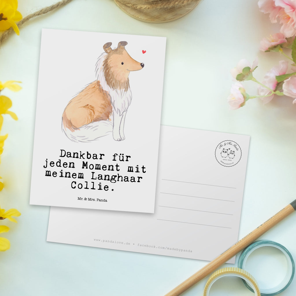 Postkarte Langhaar Collie Moment Geschenkkarte, Grußkarte, Karte, Einladung, Ansichtskarte, Geburtstagskarte, Einladungskarte, Dankeskarte, Hund, Hunderasse, Rassehund, Hundebesitzer, Geschenk, Tierfreund, Schenken, Welpe, Langhaar Collie, britischer Hütehund