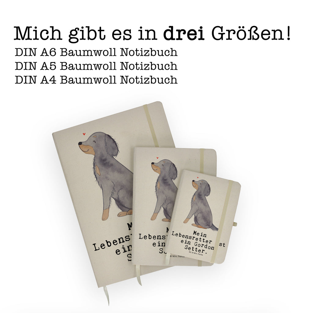 DIN A6 Baumwoll Notizbuch Gordon Setter Lebensretter Notizen, Eintragebuch, Tagebuch, Notizblock, Adressbuch, Journal, Kladde, Skizzenbuch, Notizheft, Schreibbuch, Schreibheft, Hund, Hunderasse, Rassehund, Hundebesitzer, Geschenk, Tierfreund, Schenken, Welpe, Gordon Shetter, Jagdhund