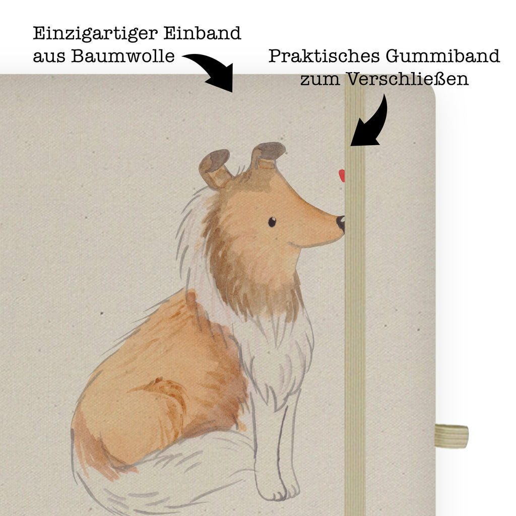 DIN A5 Baumwoll Notizbuch Langhaar Collie Lebensretter Notizen, Eintragebuch, Tagebuch, Notizblock, Adressbuch, Journal, Kladde, Skizzenbuch, Notizheft, Schreibbuch, Schreibheft, Hund, Hunderasse, Rassehund, Hundebesitzer, Geschenk, Tierfreund, Schenken, Welpe, Langhaar Collie, britischer Hütehund