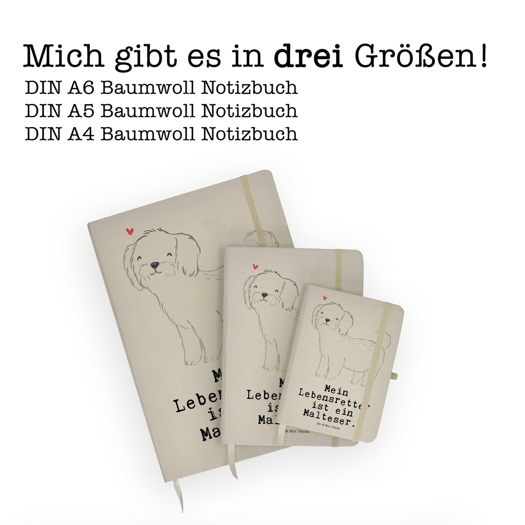 DIN A5 Baumwoll Notizbuch Malteser Lebensretter Notizen, Eintragebuch, Tagebuch, Notizblock, Adressbuch, Journal, Kladde, Skizzenbuch, Notizheft, Schreibbuch, Schreibheft, Hund, Hunderasse, Rassehund, Hundebesitzer, Geschenk, Tierfreund, Schenken, Welpe, Malteser