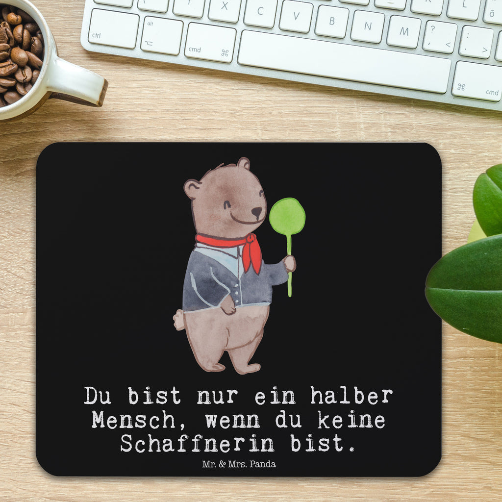 Mauspad Schaffnerin mit Herz Mousepad, Computer zubehör, Büroausstattung, PC Zubehör, Arbeitszimmer, Mauspad, Einzigartiges Mauspad, Designer Mauspad, Beruf, Ausbildung, Jubiläum, Abschied, Rente, Kollege, Kollegin, Geschenk, Schenken, Arbeitskollege, Mitarbeiter, Firma, Danke, Dankeschön