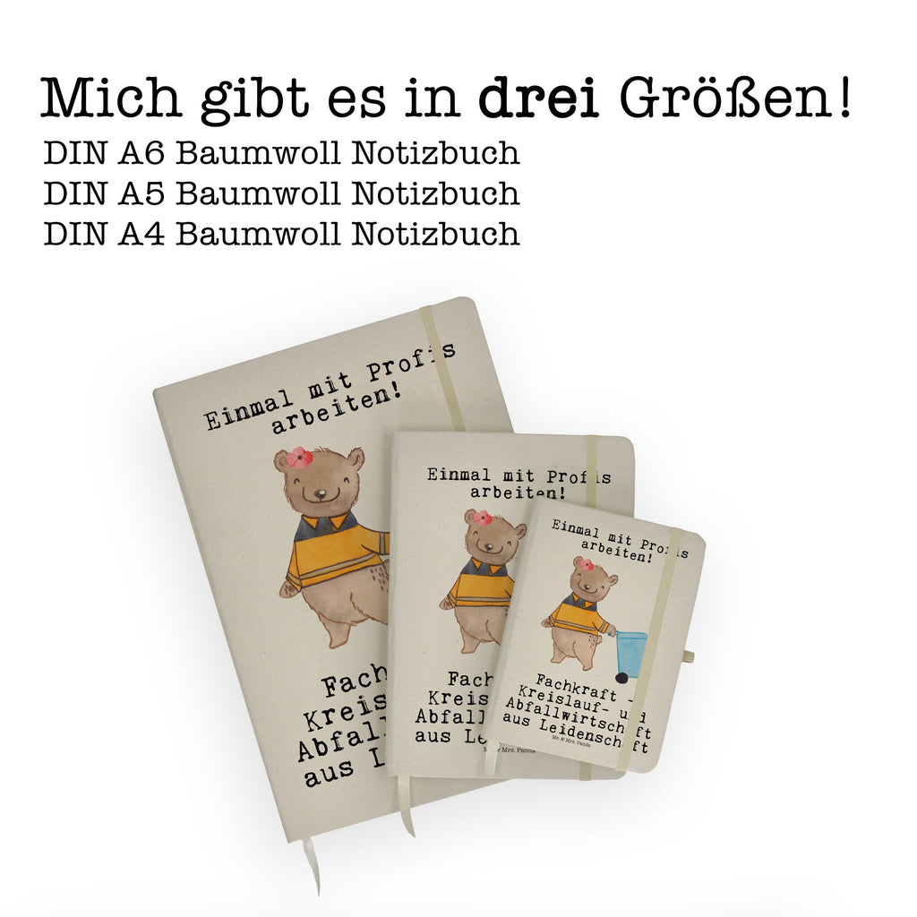 DIN A4 Baumwoll Notizbuch Fachkraft - Kreislauf- und Abfallwirtschaft aus Leidenschaft Notizen, Eintragebuch, Tagebuch, Notizblock, Adressbuch, Journal, Kladde, Skizzenbuch, Notizheft, Schreibbuch, Schreibheft, Beruf, Ausbildung, Jubiläum, Abschied, Rente, Kollege, Kollegin, Geschenk, Schenken, Arbeitskollege, Mitarbeiter, Firma, Danke, Dankeschön, Müllwerker, Fachkraft Kreislauf- und Abfallwirtschaft, Müllentsorger, Kehrichtmann, Müllmann, Müllfahrer
