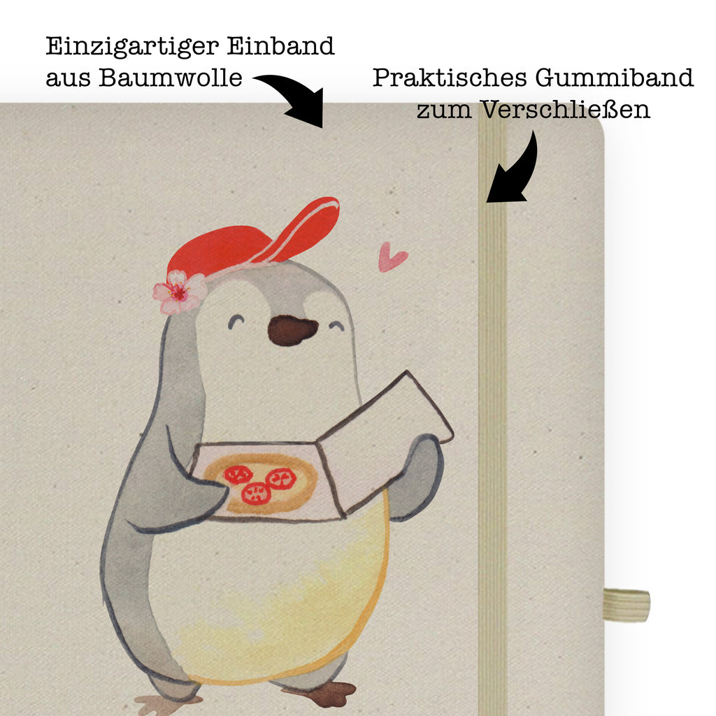 DIN A4 Baumwoll Notizbuch Pizzabäckerin mit Herz Notizen, Eintragebuch, Tagebuch, Notizblock, Adressbuch, Journal, Kladde, Skizzenbuch, Notizheft, Schreibbuch, Schreibheft, Beruf, Ausbildung, Jubiläum, Abschied, Rente, Kollege, Kollegin, Geschenk, Schenken, Arbeitskollege, Mitarbeiter, Firma, Danke, Dankeschön, Lieferdienstmitarbeiterin, Pizzabäckerin, Pizzabotin, Pizzabringdienst, Lieferbringdienst