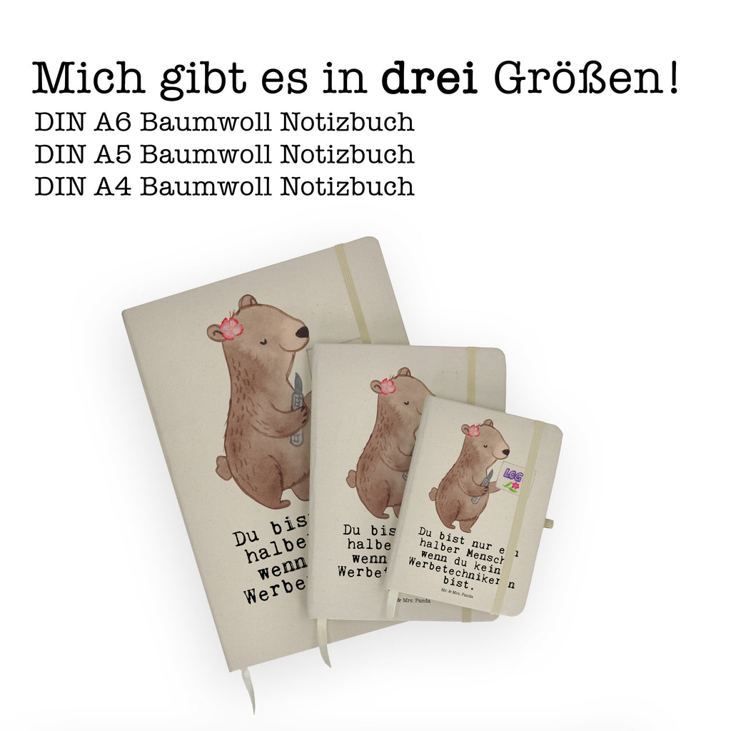 DIN A4 Baumwoll Notizbuch Werbetechnikerin mit Herz Notizen, Eintragebuch, Tagebuch, Notizblock, Adressbuch, Journal, Kladde, Skizzenbuch, Notizheft, Schreibbuch, Schreibheft, Beruf, Ausbildung, Jubiläum, Abschied, Rente, Kollege, Kollegin, Geschenk, Schenken, Arbeitskollege, Mitarbeiter, Firma, Danke, Dankeschön