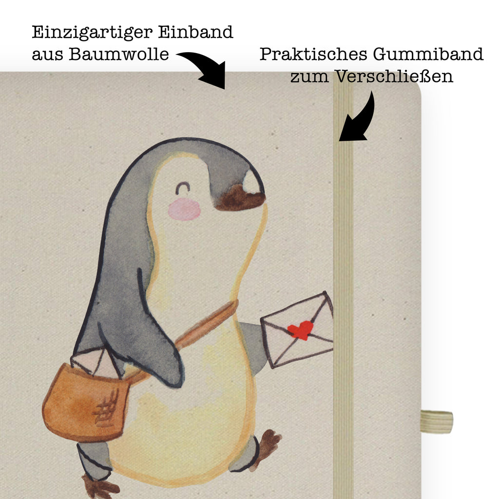 DIN A4 Baumwoll Notizbuch Postbote mit Herz Notizen, Eintragebuch, Tagebuch, Notizblock, Adressbuch, Journal, Kladde, Skizzenbuch, Notizheft, Schreibbuch, Schreibheft, Beruf, Ausbildung, Jubiläum, Abschied, Rente, Kollege, Kollegin, Geschenk, Schenken, Arbeitskollege, Mitarbeiter, Firma, Danke, Dankeschön, Postbote, Briefzusteller, Briefträger, Postler