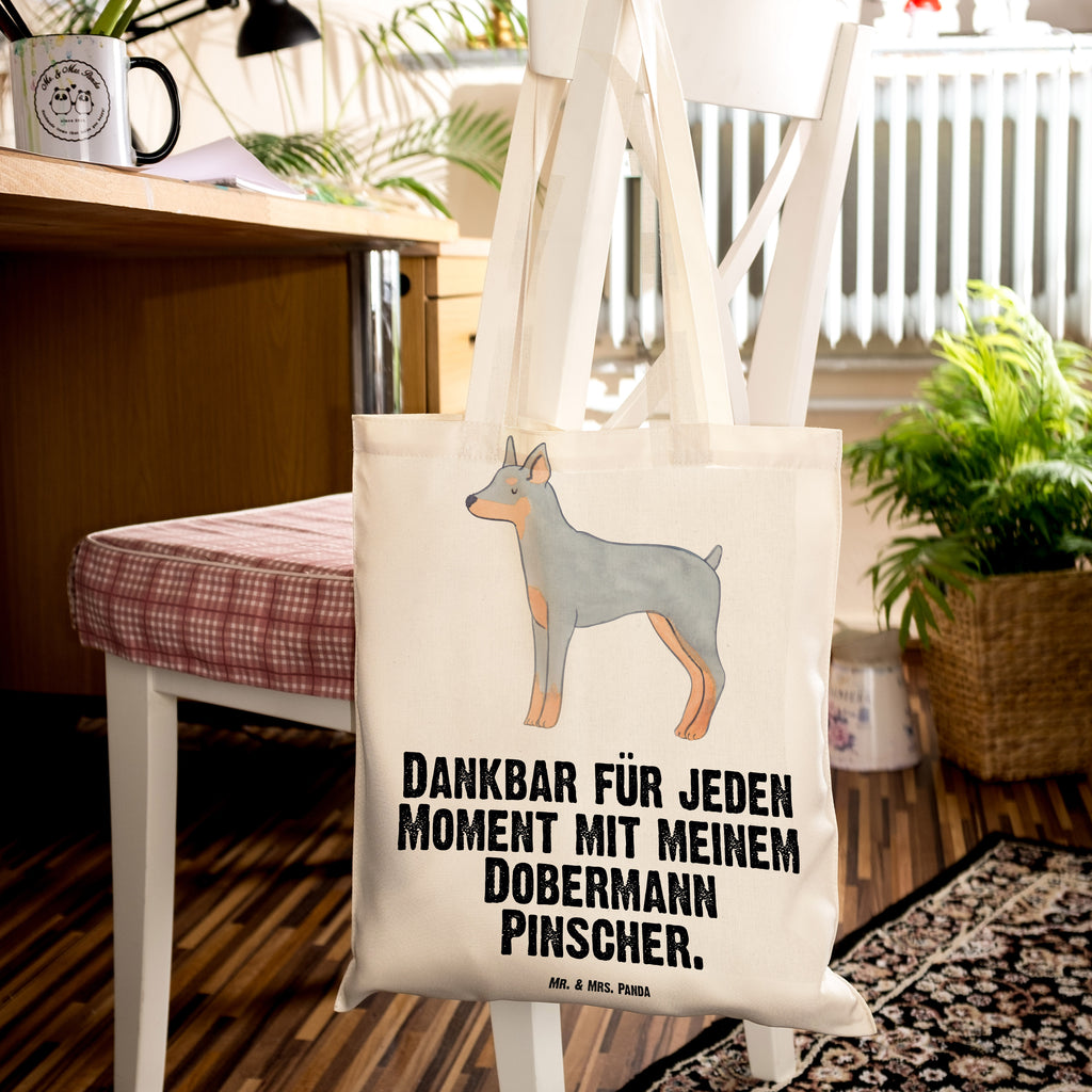 Tragetasche Dobermann Pinscher Moment Beuteltasche, Beutel, Einkaufstasche, Jutebeutel, Stoffbeutel, Hund, Hunderasse, Rassehund, Hundebesitzer, Geschenk, Tierfreund, Schenken, Welpe, Dobermann Pinscher