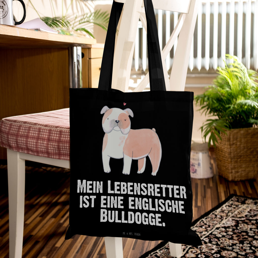 Tragetasche Englische Bulldogge Lebensretter Beuteltasche, Beutel, Einkaufstasche, Jutebeutel, Stoffbeutel, Hund, Hunderasse, Rassehund, Hundebesitzer, Geschenk, Tierfreund, Schenken, Welpe, Englische Bulldogge, English Bulldog