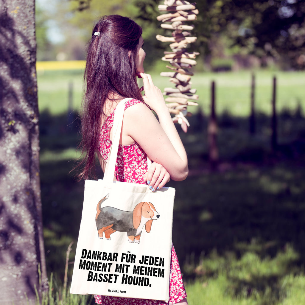 Tragetasche Basset Hound Moment Beuteltasche, Beutel, Einkaufstasche, Jutebeutel, Stoffbeutel, Hund, Hunderasse, Rassehund, Hundebesitzer, Geschenk, Tierfreund, Schenken, Welpe, Basset Hound, Basset