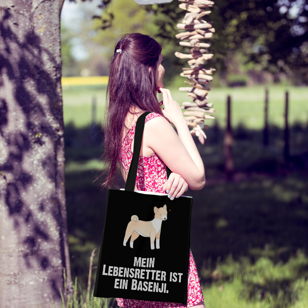 Tragetasche Basenji Lebensretter Beuteltasche, Beutel, Einkaufstasche, Jutebeutel, Stoffbeutel, Hund, Hunderasse, Rassehund, Hundebesitzer, Geschenk, Tierfreund, Schenken, Welpe, Kongo-Terrier, Basenji