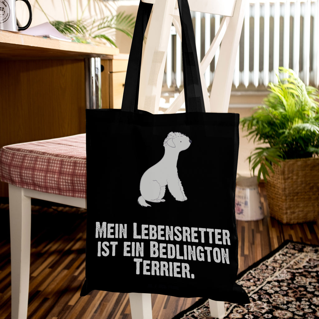 Tragetasche Bedlington Terrier Lebensretter Beuteltasche, Beutel, Einkaufstasche, Jutebeutel, Stoffbeutel, Hund, Hunderasse, Rassehund, Hundebesitzer, Geschenk, Tierfreund, Schenken, Welpe, Bedlington Terrier, Terrier