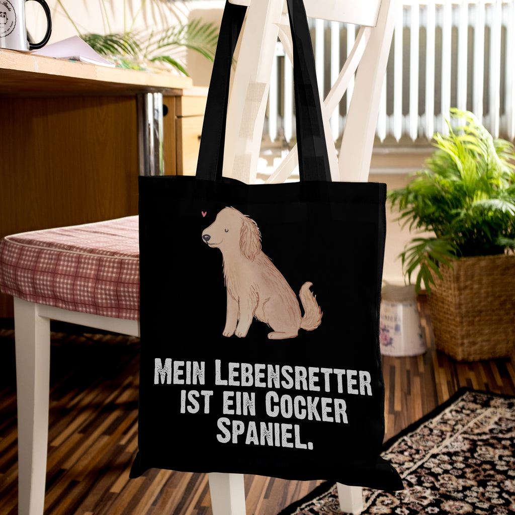 Tragetasche Cocker Spaniel Lebensretter Beuteltasche, Beutel, Einkaufstasche, Jutebeutel, Stoffbeutel, Hund, Hunderasse, Rassehund, Hundebesitzer, Geschenk, Tierfreund, Schenken, Welpe, Englische Cockerspaniel, Cocker Spaniel