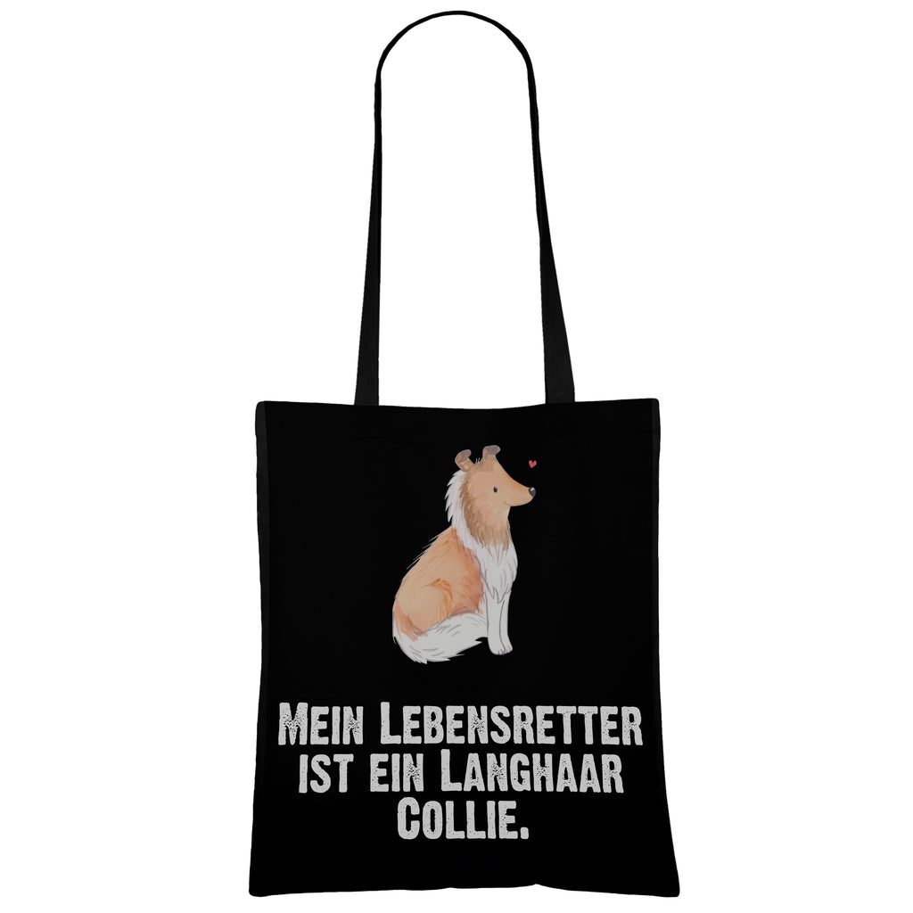 Tragetasche Langhaar Collie Lebensretter Beuteltasche, Beutel, Einkaufstasche, Jutebeutel, Stoffbeutel, Hund, Hunderasse, Rassehund, Hundebesitzer, Geschenk, Tierfreund, Schenken, Welpe, Langhaar Collie, britischer Hütehund